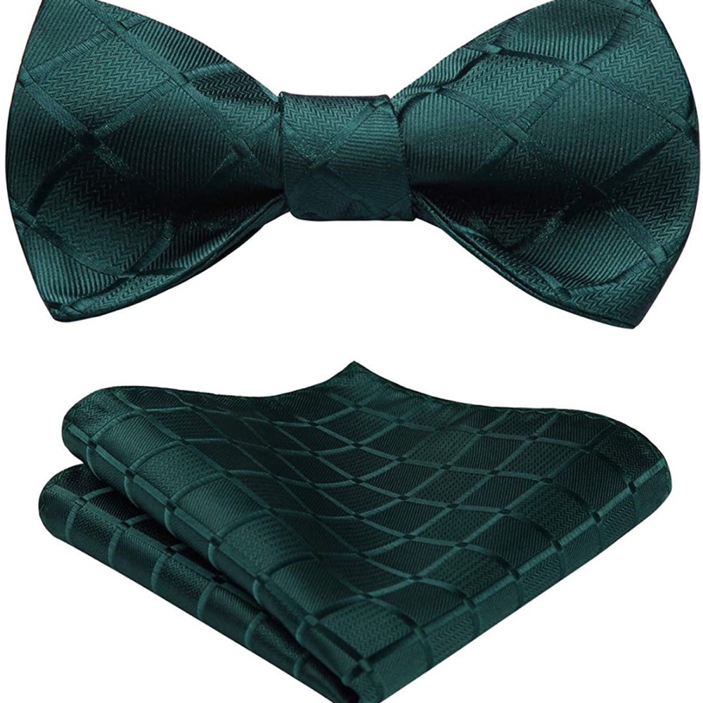 2 sets Bow Tie and Pocket Squares Green NEW